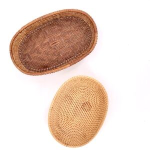 Bundle of Two Small Vintage Rattan Baskets